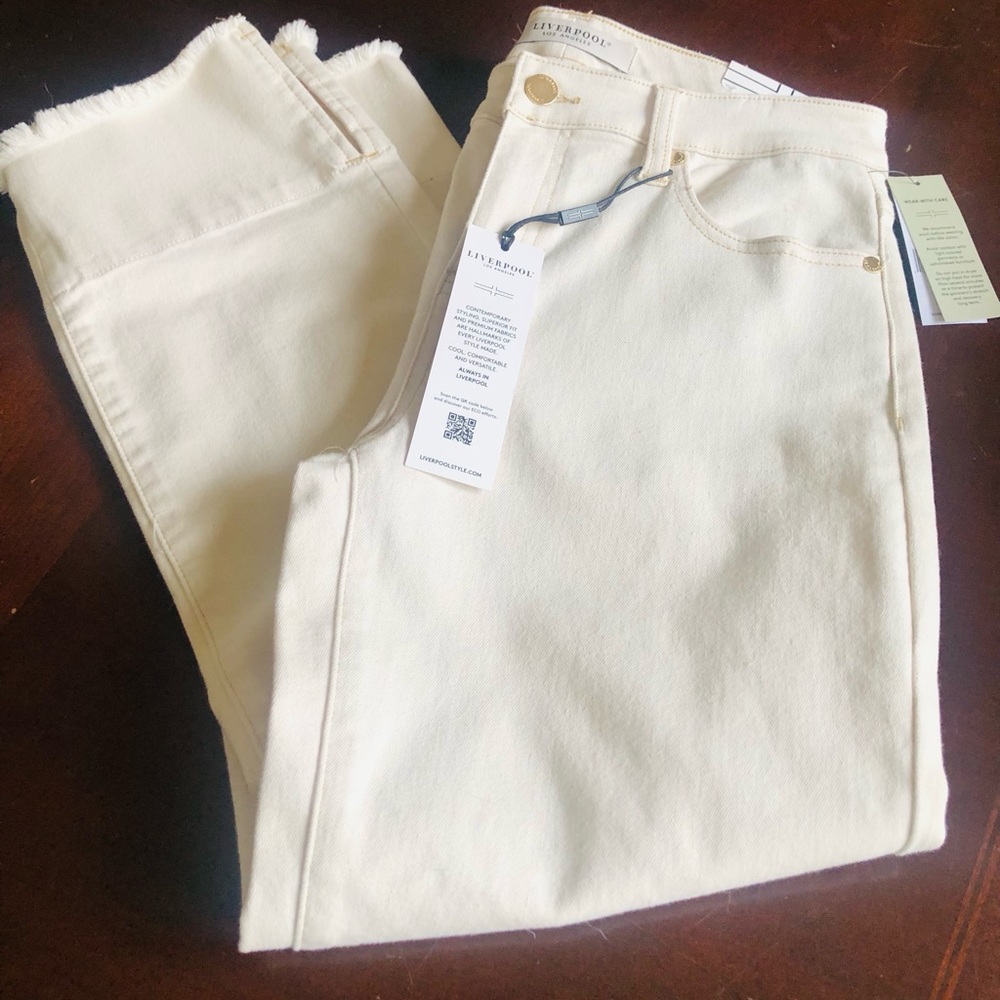 New Liverpool Los Angeles Cream cropped Jeans - Picture 10 of 12